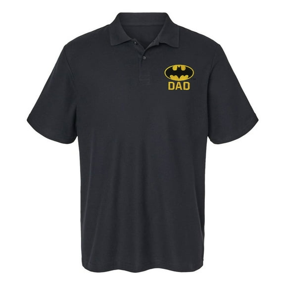 Batman Bat Dad Shield Logo Cotton Polo Shirt, Black, Small