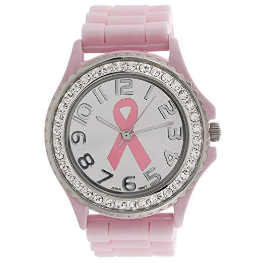 Geneva Geneva Ladies Crystal Rhinestone Breast Cancer Awareness Watch