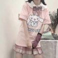 thumbnail image 2 of Kawaii Sanrio Cinnamoroll T-shirt Girl Cute Style Cartoon Summer Mid Length Loose Cotton Girl Heart Short Sleeve Bottoming Shirt G, 2 of 4
