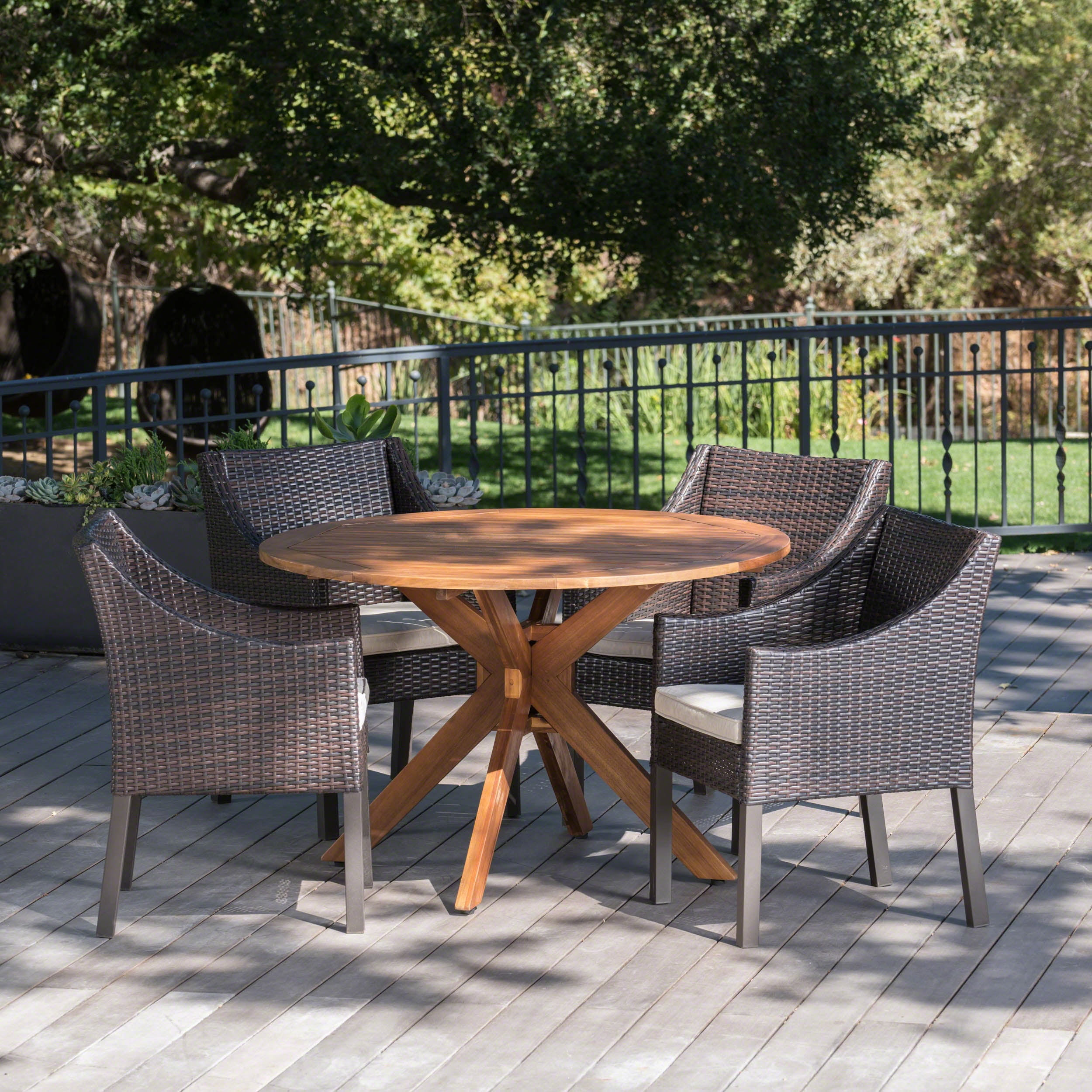 Noble House 5-Pieces Adult Contemporary Wood Assembled Dining Furniture Set, Beige