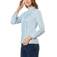 thumbnail image 4 of Allegra K Women's Lace Mock Neck Long Sleeve Cotton Button-Down Shirt, 4 of 6