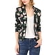 thumbnail image 2 of BLAZER AJUSTADO INSPIRE CHIC para Mujeres con Solapa Con Muesca, Chaqueta de Trabajo Abierta Estampada XS Negro-Floral, 2 of 8