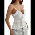 thumbnail image 1 of Camisolas con Cordones para Mujer, Tirantes Finos, Cuello en V, Top Corto con Volantes, Camisa Y2K, Ropa de Calle. XL, 1 of 9