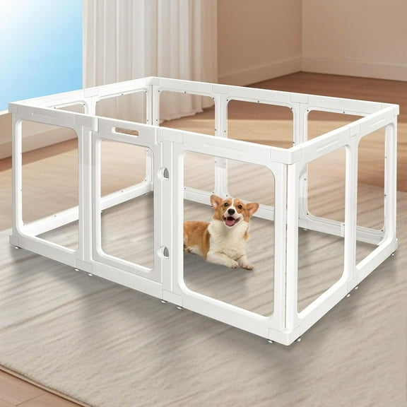 Transparent acrylic pet fence portable small dog game fence with safety door suitable for small dogs, cats, and rabbits