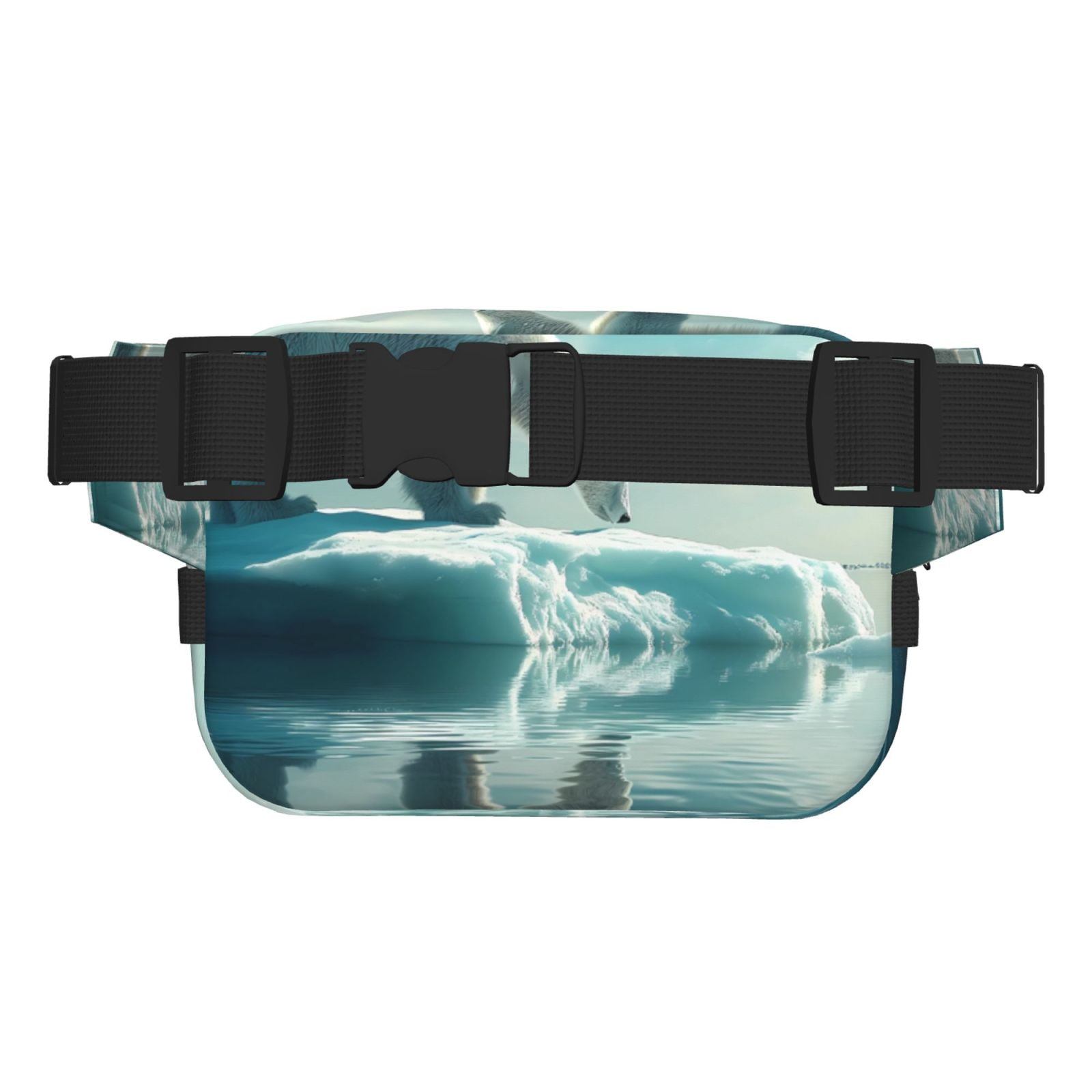 Picia Polar Bear On Iceberg Print Square Double-Layer Waist Bag Mini Adjustable Waist Belt Bag Exercise Running Travel Hiking