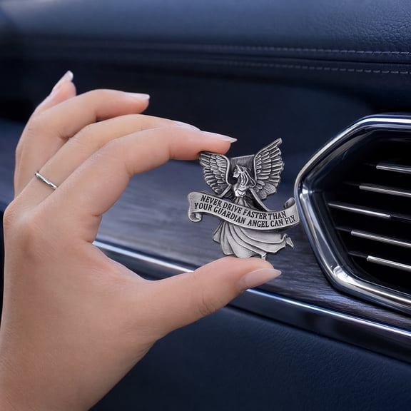 OUNONA 3-Pack Metal Angel Car Visor Clips with Inspirational Blessing and Travel Safety Charms Accessories
