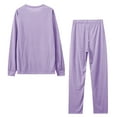 thumbnail image 6 of Usmixi Womens Lounge Set Casual 2 Piece Outfits for Women Solid Long Sleeve Crewneck Pullover Top Elastic Waist Pant Sets Ladies Pajamas Sets Sports Matching Sets, 6 of 6