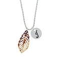 thumbnail image 2 of Delight Jewelry Acrylic Large Leaf Mixed Brown and Yellow Silvertone Script Initial Disc - J - Charm Necklace, 20"+3", 2 of 4