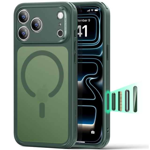Funda ESR para iPhone 17 Pro, resistente a golpes, compatible con MagSafe, verde