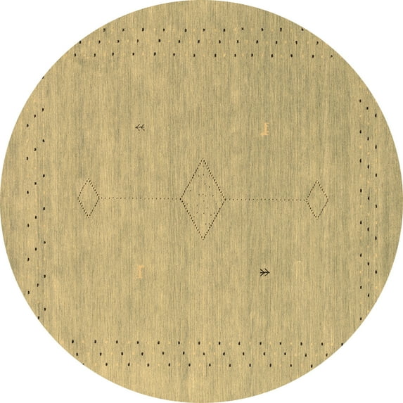 Ahgly Company Indoor Round Abstract Brown Contemporary Area Rugs, 6' Round