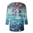 thumbnail image 5 of BangWanChi 3/4 Length Sleeve Womens Tops Plus Size Women's Fashion Vintage Printed T-Shirt 3/4 Sleeves Blouse Round Neck Casual Tops, 5 of 5