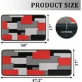 thumbnail image 2 of Kitchen Rugs Set of 2- Red, Black, and Grey Modern Geometric Non-Slip Washable Floor Mats - Comfort Sink and Laundry Room Runner - Contemporary Abstract Art Design Decor 17x47.2 and 17x30 inches, 2 of 7
