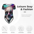 thumbnail image 4 of Fotbe Modern Abstract Colorful Skull B Body de Mujer con Cuello Redondo y Mangas Cortas, Sin Mangas Ajustado, Suave, Cómodo y Básico-Large, 4 of 7