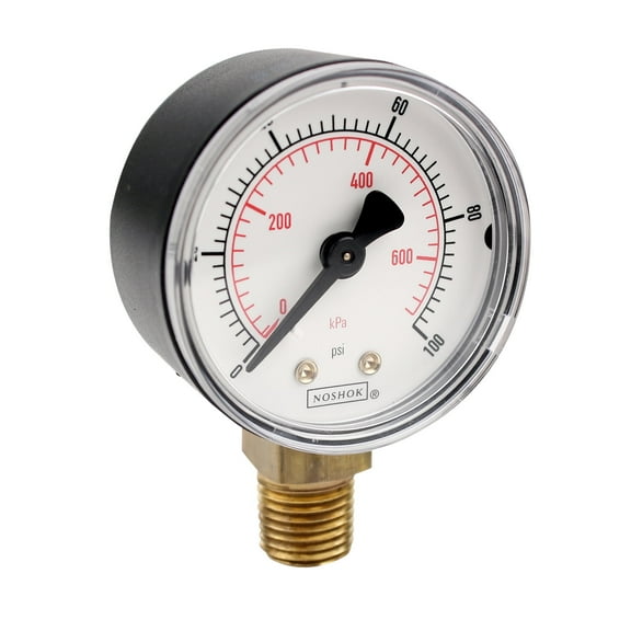 NOSHOK Pressure Gauge, 2" ABS Case, 160 psi/kPa, 1/4 NPT Bottom Conn