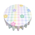 thumbnail image 3 of YFYANG 60 inch Round Table Cloth, Reusable Polyester Colorful Plaid Floral Pattern Table Cover for Indoor Outdoor Kitchen Restaurant Table Decoration Tablecloths, 3 of 8