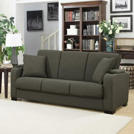 Handy Living Storage Arm Convert A Couch Basil Green Linen Futon Handy Living Storage Arm Convert A Couch Basil Green Linen Futon Sleeper Sofa