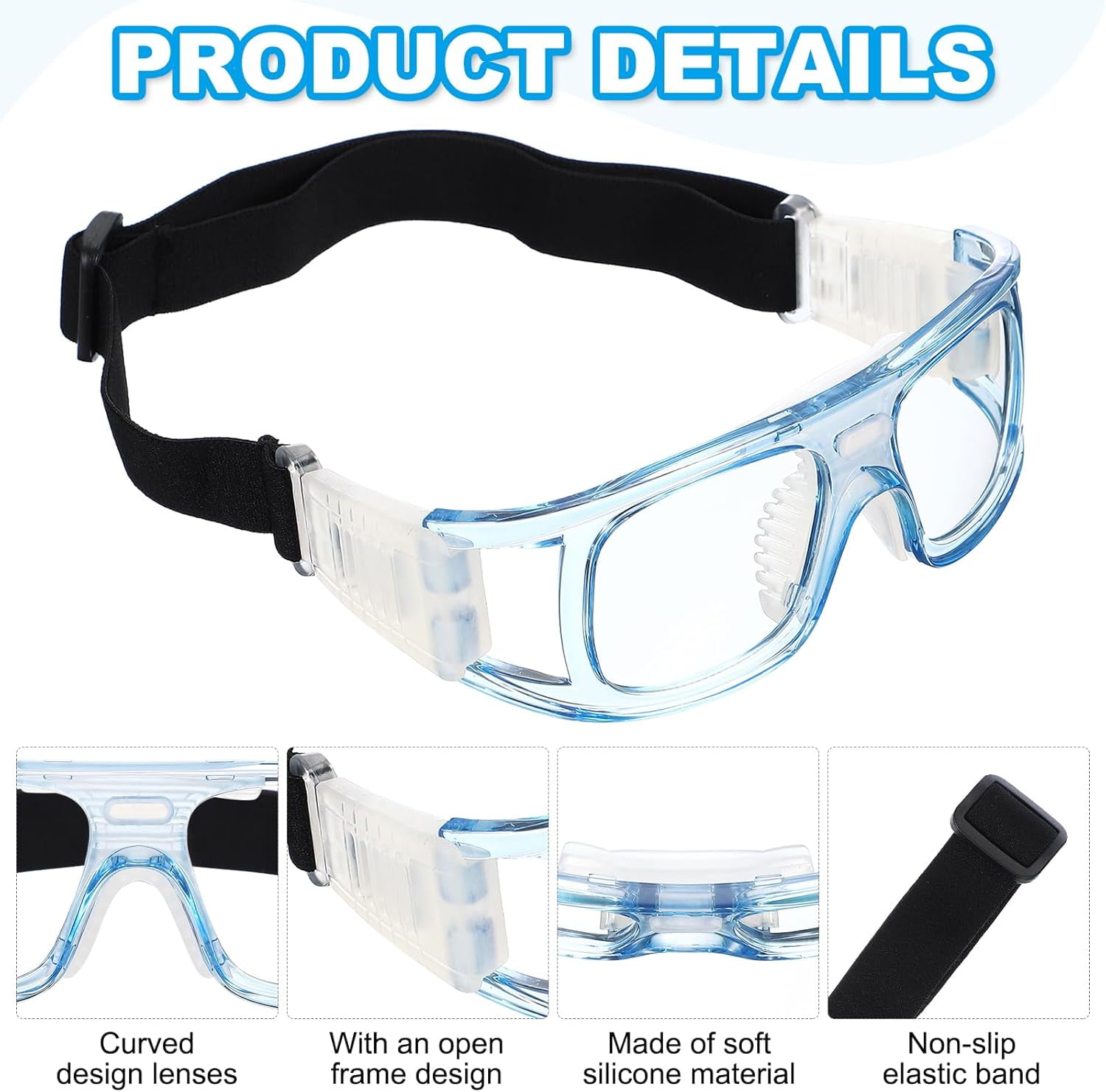 Adjustable Professional Sports Goggles, Unisex Safety Glasses Outdoor Sports Protective Eyewear