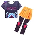 thumbnail image 2 of Halloween Costumes Pop Star, 2-Piece Idol Group Cosplay Costume Outfit with Graphic T-shirt & Skirt for Cosplay Dress Up, Birthday Party & Stage Performance, 2 of 4
