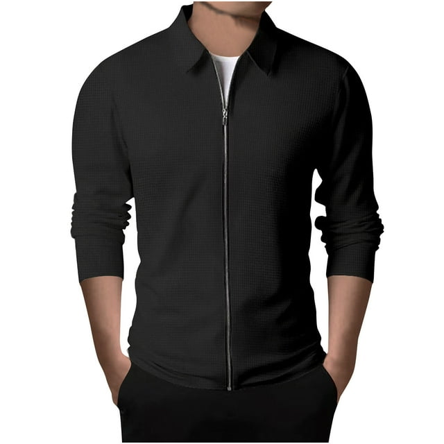 RXIRUCGD Men's Solid Color Design With Zippered Pockets Long Sleeved Hooded Casual Jacket, Black, Size: 3XL