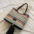 thumbnail image 4 of Bolso Playa Paja A Rayas Colores Mano PU para Mujer (), 4 of 6