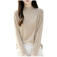 thumbnail image 2 of Hipattires Thick Warm Sweaters for Women Regular Knit Pullover Comfy Fashion Tops Solid Khaki Winter Womens Blouse Long Sleeve, 2 of 3