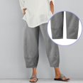 thumbnail image 2 of AOMPMSDX Womens Daily Casual Solid Color Side Pockets Elastic Waist Pants Long Trousers Grey L, 2 of 8