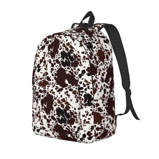 Disketp Cow Skin Mochila de Lona Estampada, Mochila Escolar de Viaje Ligera para Estudiantes y Portátil-Small
