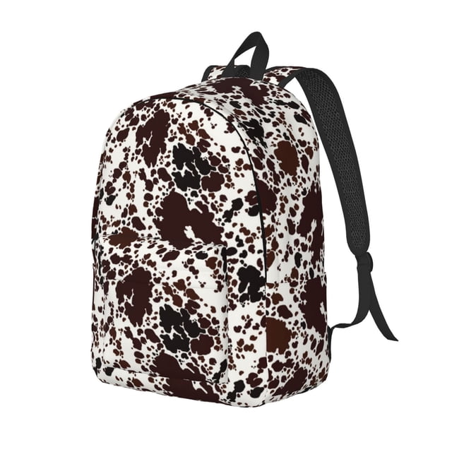 Disketp Cow Skin print Canvas Backpack Lightweight Travel Daypack Student Rucksack Laptop Backpack-Small