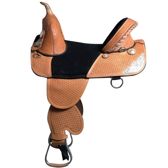 HILASON Western Horse Treeless Trail Barrel Saddle American Leather | for Horses