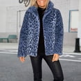 thumbnail image 2 of Women's Leopard Print coat, Casual Fashion Lapel Mid Length Jacket, Winter Warm coat, 2 of 9