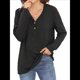 thumbnail image 1 of Blusas Tipo Túnica de Larga para Mujer, con Cuello en V, Botones y Ribete Suave, Informales y Holgadas Negro L, 1 of 7