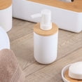 thumbnail image 5 of White Soap and Lotion Pump Dispenser Padang with Bamboo Top - 10 fl oz - Perfect for Kitchen and Bathroom Countertops, 5 of 9