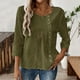 thumbnail image 5 of Mujeres 3/4 Manga Tops Y Blusas de Color Sólido con Botones Cuello Redondo Casual Top de Moda 3/4 Manga Tops Casuales para Mujeres, 5 of 9