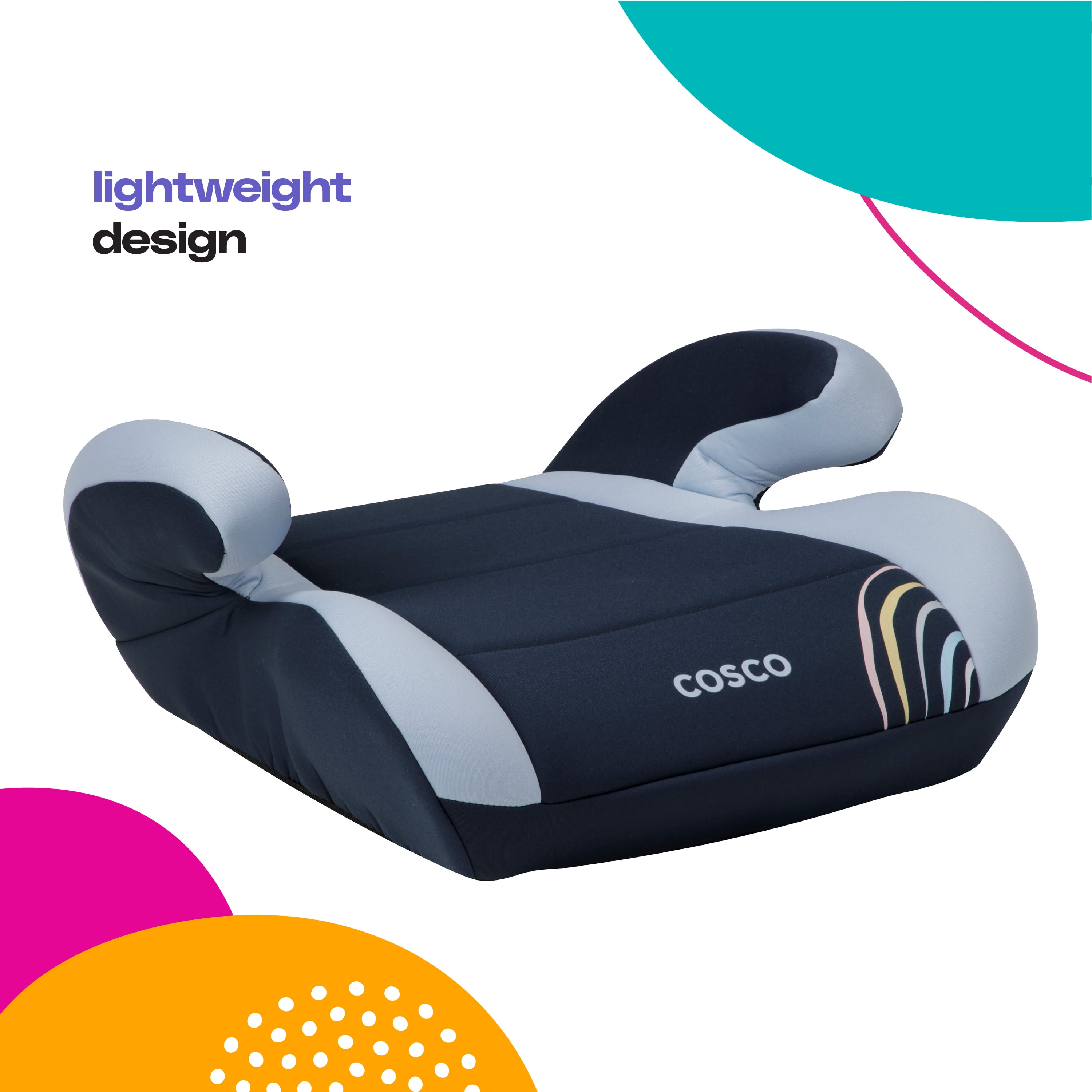 Cosco Kids Topside Booster Car Seat, Rainbow, Toddler, Unisex