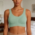 thumbnail image 2 of Wang6 Womens Wireless Seamless Minimizer Bras No Underwire Push up Sports Bras Crew Neck Comfort Bralettes T Shirt Bra Light Green S, 2 of 4