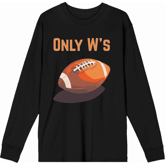 Only W's American Football Adult Black Crew Neck Long Sleeve Shirt-XL