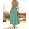 thumbnail image 3 of Vestido de verano ZESICA, sin mangas, halter, midi, playa, salvia, para mujer, 3 of 6