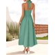 thumbnail image 3 of Vestido de verano ZESICA, sin mangas, halter, midi, playa, salvia, para mujer, 3 of 6