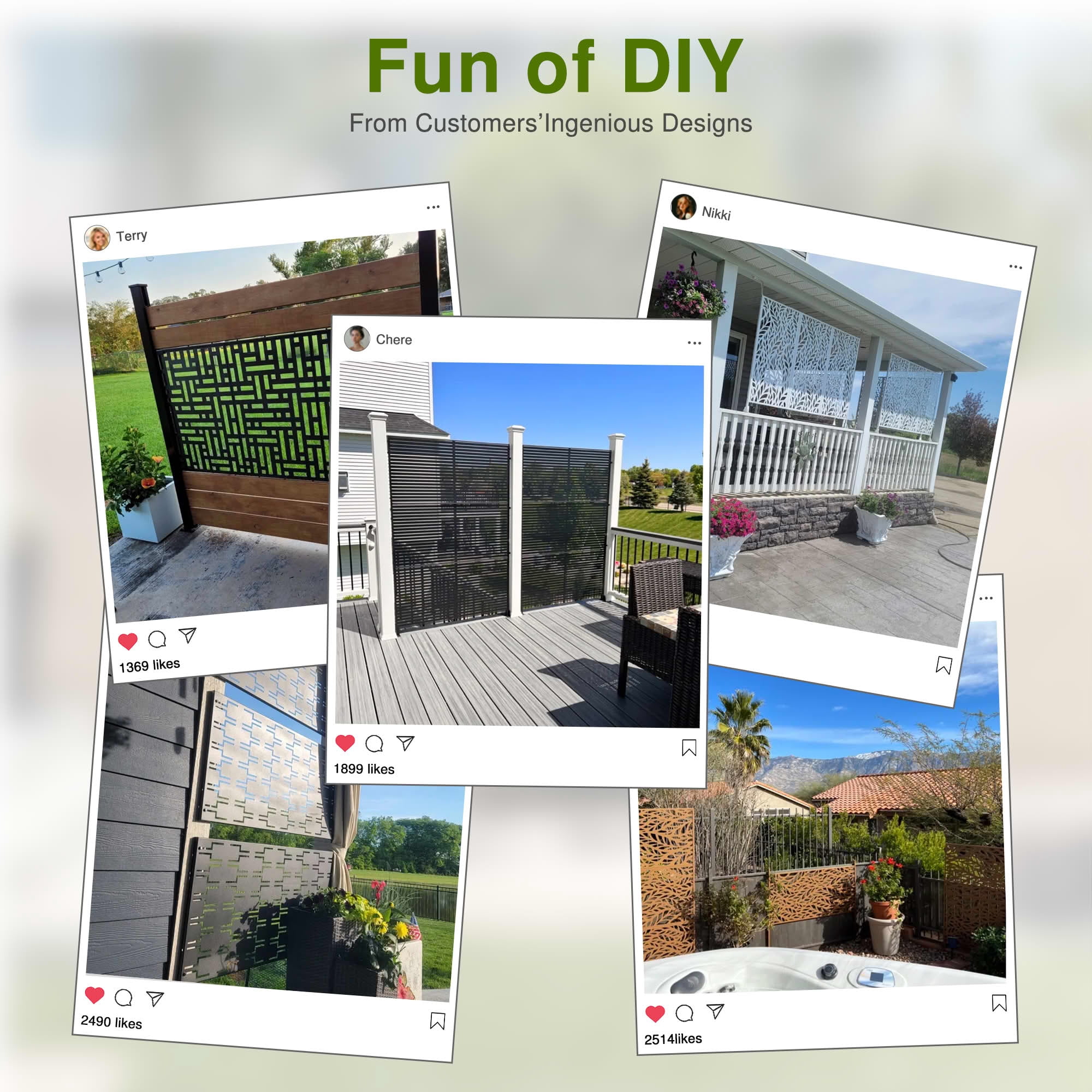 MAYEERTY 72"x47" Outdoor Privacy Screen, 3-Panel Black Street Pattern Galvanized Steel Screen, Decorative Cutout Fence for Patio Yard