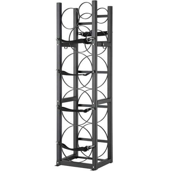 Gas Cylinder Storage Rack - Heavy Duty Steel Frame for 3x30lbs Refrigerant Tanks   3 Small Bottles, Freon & Oxygen Compatible