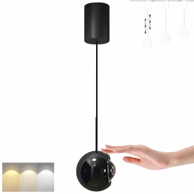 FSLiving Lampe de Pendaison Réglable en Hauteur Type H avec Contrôle Tactile Gradation Continue Lampe Intérieure Mini le Hauteur Libre, Noir Brillant - 1 Pack