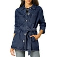 thumbnail image 2 of DARING DIVA Woman's Boyfriend Tie Waist Denim Jacket with Pockets M Dark Blue, 2 of 7