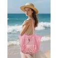 thumbnail image 2 of Deago Mesh Beach Tote Bag for Women Shoulder Handbag Causal Hobo Pool Bags for Travel Pool Vacation Cruise Essentials (Pink), 2 of 9