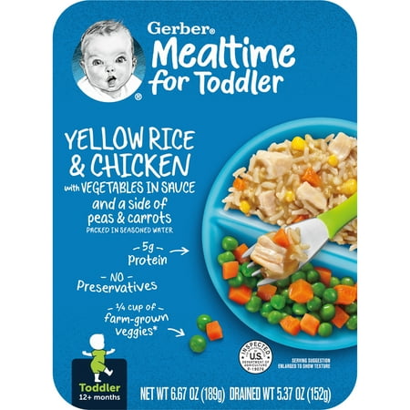 UPC: 0015000056056 | Gerber Yellow Rice and Chicken with Vegetables in Sauce Toddler Food 6.67 oz Tray