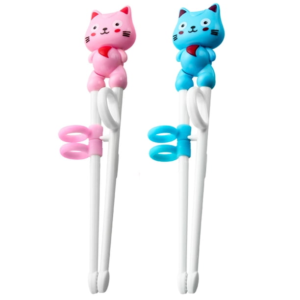 2 pares de palillos para niños, fáciles de usar, reutilizables, educativos, con forma de animales, para entrenamiento infantil.