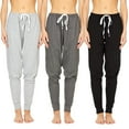 thumbnail image 2 of 3 Pack: Women's 100% Cotton Lounge Sleep Casual Pajama Bottom Jogger Sweatpants Medium, Set C, 2 of 6