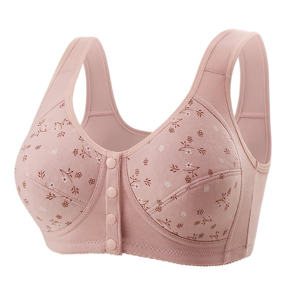 dgysar Front Closure Bras for women Full Coverage Wireless Comfortable Soft Wireless No Underwire Plus Size T-Shirt Bra Pink 34