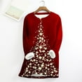thumbnail image 2 of IROINNID Christmas Pullover for Women Oversize Loose Fit Thermal Tops Winter Plush Wool Warm Thicken Holiday Print Pullover,Burgundy, 2 of 4