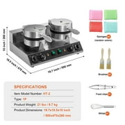 KFFKFF Double Head Commercial Waffle Maker, Round Belgian Waffle Cooking Device, 2460W, Non-Stick, with Temperature and Timer Settings, Ideal for Cafes, Bakeries, Snack Shops, and Home Use