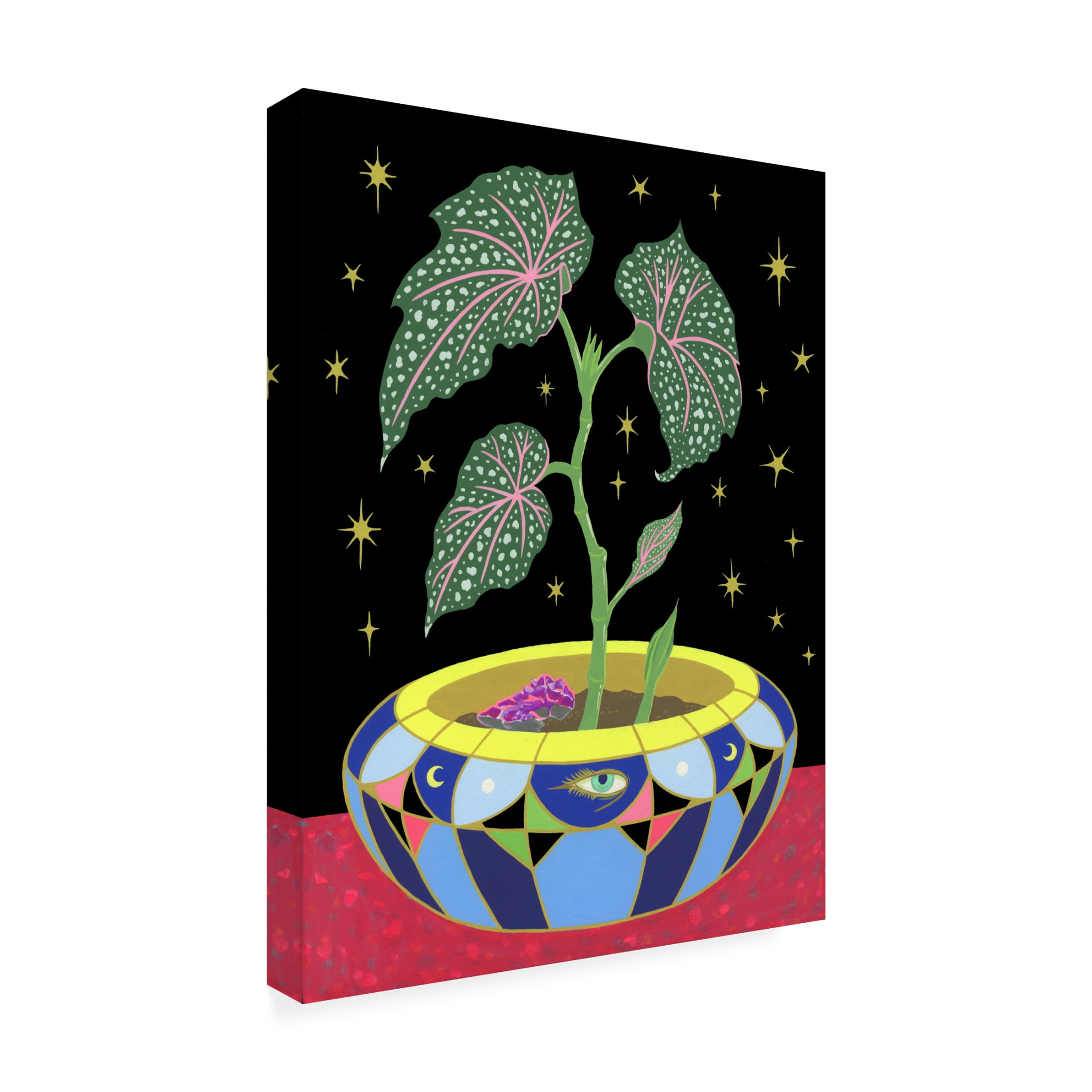 Tsz Kam 'Begonia in a Pot, 2021' Canvas Art - 35 x 47 Inches